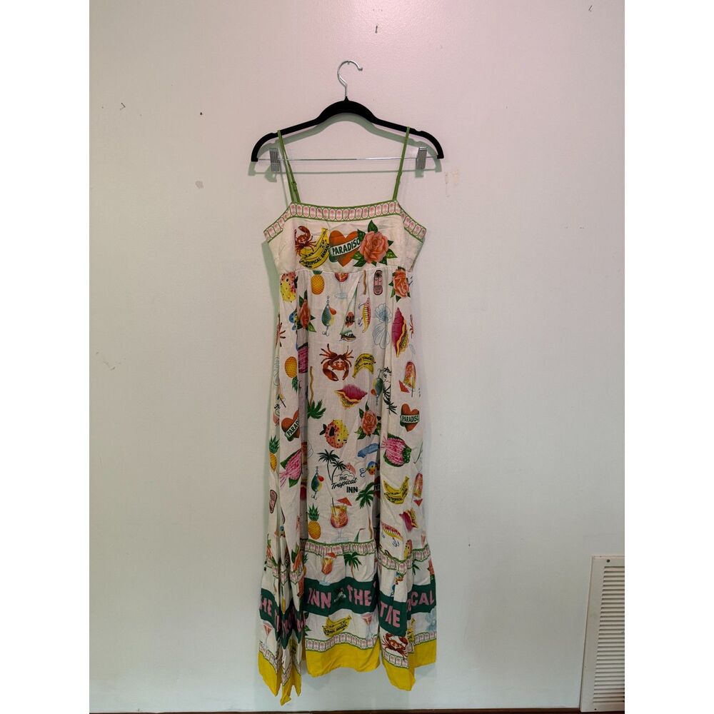 Rachel Zoe "The Tropical Inn" Paradiso Print Linen Blend Maxi Dress (S)